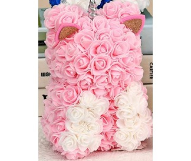 Unicorn din flori, Trandafiri de spuma, roz, 17x17x23 cm, Cutie 19x19x28 cm Unicorn din flori, Trandafiri de spuma, roz, 17x17x23 cm, Cutie 19x19x28 cm