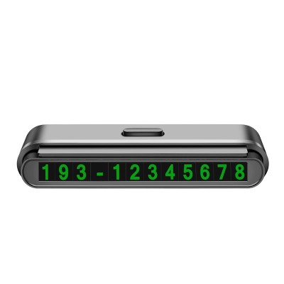 Suport Numar de Telefon pentru Parcare Auto, Flippy, Suport pentru Numarul detelefon, Banda glisanta pentru Ascundere, Banda Adeziva Inclusa, 120 x 48 x 24 mm, Cifre Verzi, Negru Mat