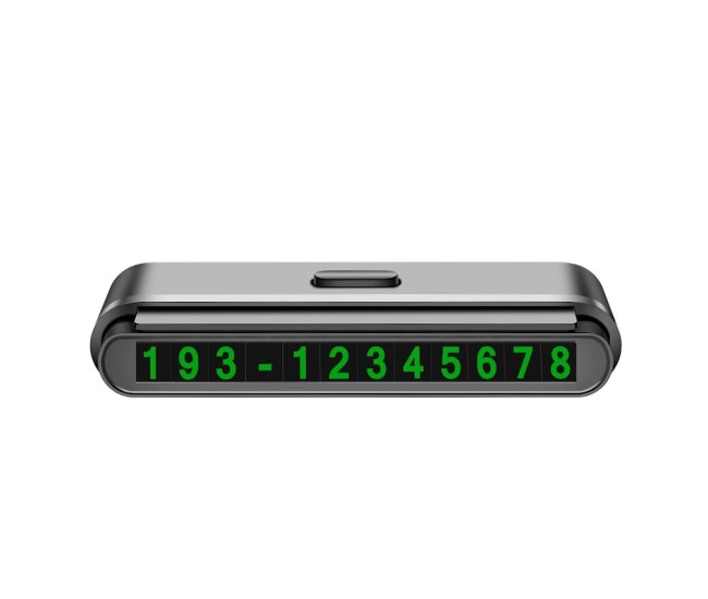 Suport Numar de Telefon pentru Parcare Auto, Flippy, Suport pentru Numarul detelefon, Banda glisanta pentru Ascundere, Banda Adeziva Inclusa, 120 x 48 x 24 mm, Cifre Verzi, Negru Mat