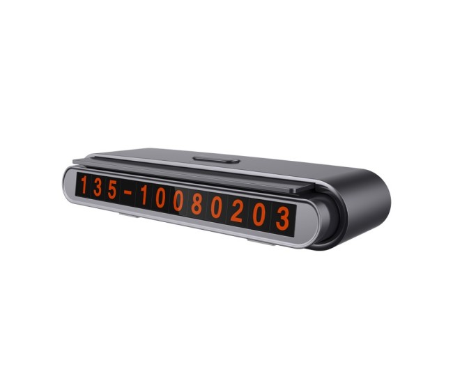 Suport Numar de Telefon pentru Parcare Auto, Flippy, Suport pentru Numarul detelefon, Banda glisanta pentru Ascundere, Banda Adeziva Inclusa, 120 x 48 x 24 mm, Cifre Rosii, Negru
