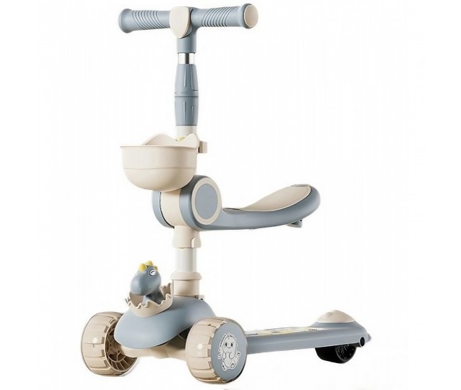 Trotineta Multifunctionala 3 in 1, Flippy, pentru Copii, 1-7 Ani, cu Lumini si Muzica, Reglabil 360, Pliere Usoara, Reglarea Inaltimii, Model Dinozaur, Bej/Albastru Trotineta Multifunctionala 3 in 1, Flippy, pentru Copii, 1-7 Ani, cu Lumini si Muzica, Reglabil 360, Pliere Usoara, Reglarea Inaltimii, Model Dinozaur, Bej/Albastru