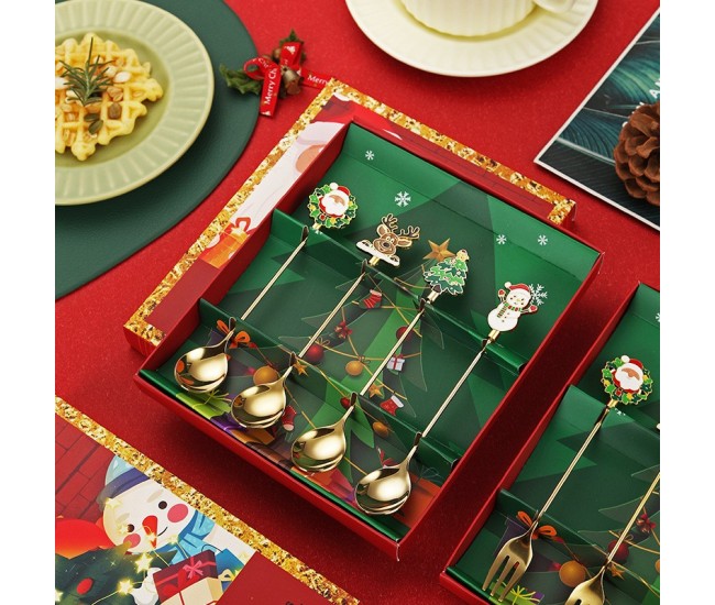 Set 4 Lingurite, Flippy, Tema Craciun, Model Carry The Merry, 4 Modele, din Otel Inoxidabil, 19.5 x 16 x 2 cm, Multicolor Set 4 Lingurite, Flippy, Tema Craciun, Model Carry The Merry, 4 Modele, din Otel Inoxidabil, 19.5 x 16 x 2 cm, Multicolor