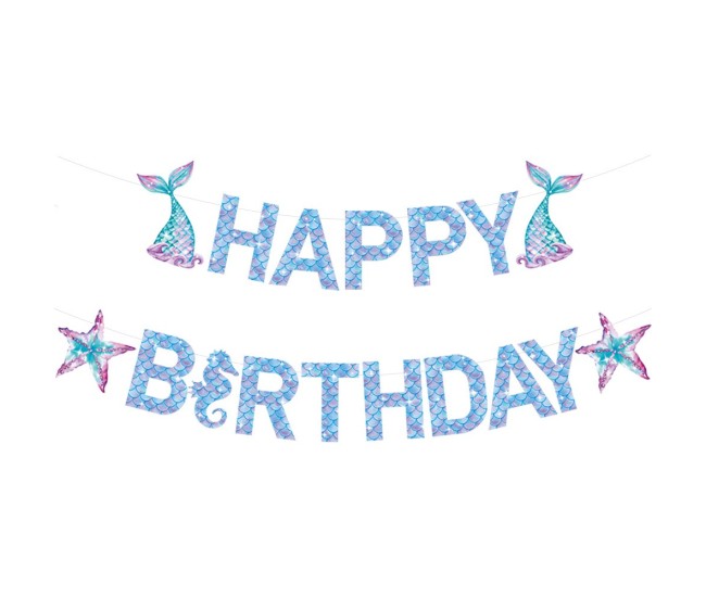 Banner Happy Birthday Sirena, Flippy, Colectia Mermaid, 17 Piese, Multicolor Banner Happy Birthday Sirena, Flippy, Colectia Mermaid, 17 Piese, Multicolor