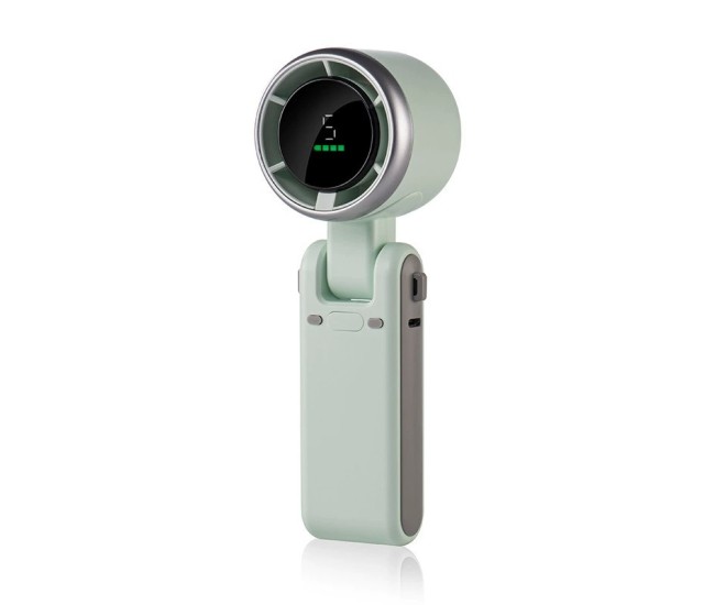 Mini Ventilator Portabil, Flippy, 5 Trepte de Viteza, Afisaj Digital, Incarcare USB, 5V, 2A, 5.95 x 5.2 x 17.2 cm, Verde Mini Ventilator Portabil, Flippy, 5 Trepte de Viteza, Afisaj Digital, Incarcare USB, 5V, 2A, 5.95 x 5.2 x 17.2 cm, Verde