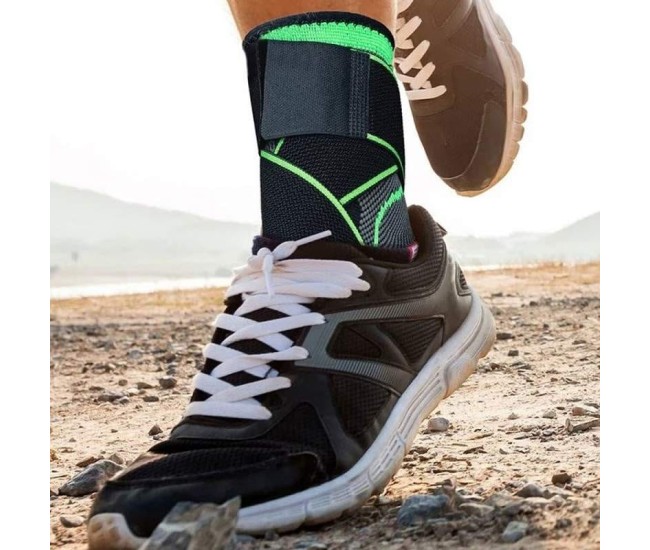 Orteza pentru Glezna, Flippy, cu Benzi Elastice de Fixare, 24 x 10.5 cm, din Nailon, Negru/Verde Orteza pentru Glezna, Flippy, cu Benzi Elastice de Fixare, 24 x 10.5 cm, din Nailon, Negru/Verde