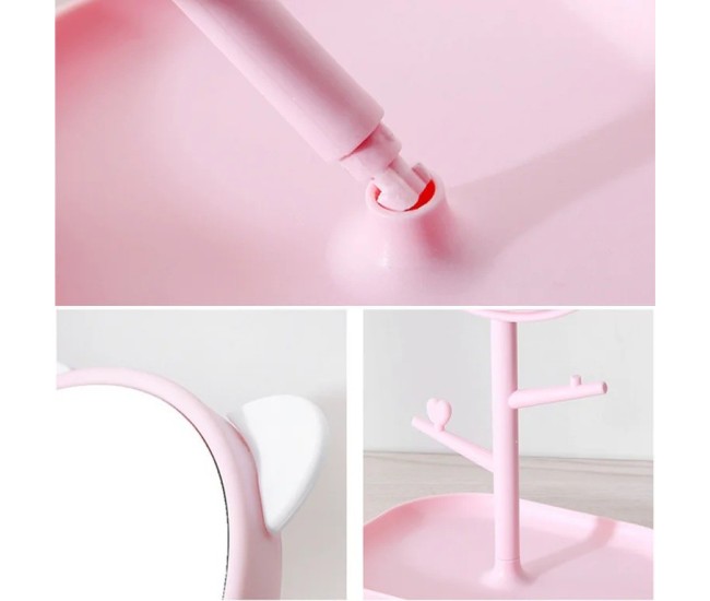 Oglina Cosmetica cu Picior, Flippy, HD, Rotire 360 Grade, 15 cm Diametru, Suport Bijuterii Baza + Brate, Model cu Urechi, 30 x 16.5 x 15 cm, Roz Oglina Cosmetica cu Picior, Flippy, HD, Rotire 360 Grade, 15 cm Diametru, Suport Bijuterii Baza + Brate, Model cu Urechi, 30 x 16.5 x 15 cm, Roz