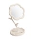 Oglindă de Machiaj pentru Birou, Flippy, Rotativă, Detasabilă, Model de Floarea Soarelui, Suport pentru Inele, cu Depozitare, Alba