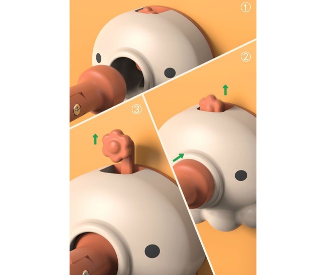 Opritor de ușă animat, din silicon, cu prindere de podea, anti-coliziune, 5.5 x 5.5 x 5.5cm, Portocaliu