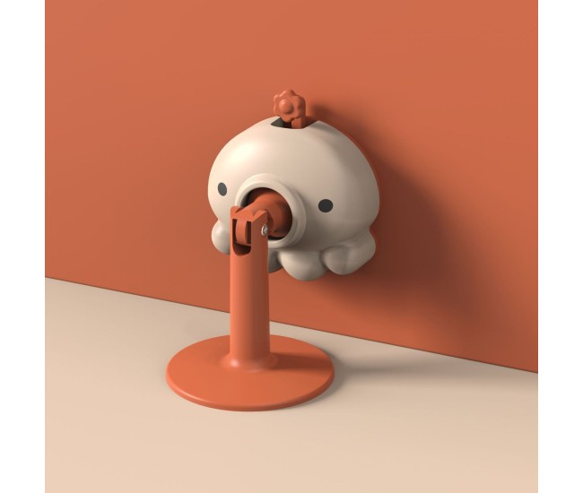 Opritor de ușă animat, din silicon, cu prindere de podea, anti-coliziune, 5.5 x 5.5 x 5.5cm, Portocaliu