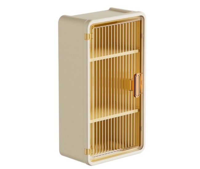 Organizator Cosmetice, Flippy, Montare pe Perete fara Perforare, 36.5x10.9x20 cm, cu 3 Rafturi, din PP si ABS, Bej, Usa Transparenta Organizator Cosmetice, Flippy, Montare pe Perete fara Perforare, 36.5x10.9x20 cm, cu 3 Rafturi, din PP si ABS, Bej, Usa Transparenta