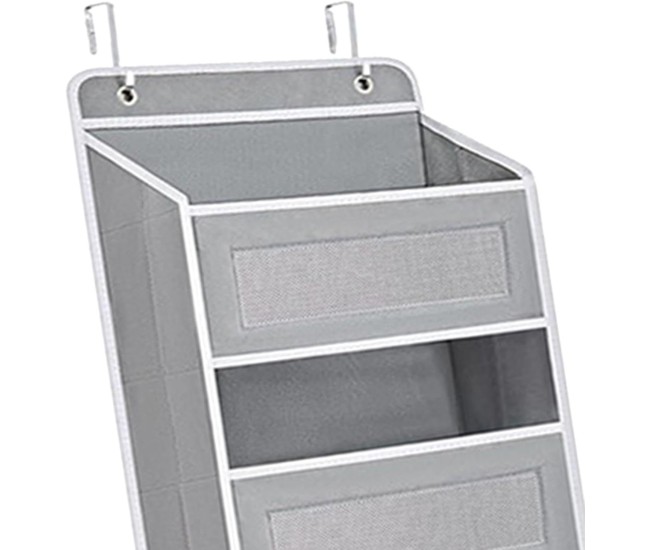 Organizator Suspendat pentru Usi, Flippy, din Nailon si Plasa, Baza de Carton Ingrosat, 5 Buzunare Principale + 5 Buzunare Laterale, 146 x 40 x 17 cm, 2 Carlige Incluse, Gri Organizator Suspendat pentru Usi, Flippy, din Nailon si Plasa, Baza de Carton Ingrosat, 5 Buzunare Principale + 5 Buzunare Laterale, 146 x 40 x 17 cm, 2 Carlige Incluse, Gri
