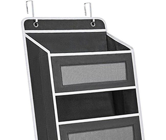 Organizator Suspendat pentru Usi, Flippy, din Nailon si Plasa, Baza de Carton Ingrosat, 5 Buzunare Principale + 5 Buzunare Laterale, 146 x 40 x 17 cm, 2 Carlige Incluse, Negru Organizator Suspendat pentru Usi, Flippy, din Nailon si Plasa, Baza de Carton Ingrosat, 5 Buzunare Principale + 5 Buzunare Laterale, 146 x 40 x 17 cm, 2 Carlige Incluse, Negru