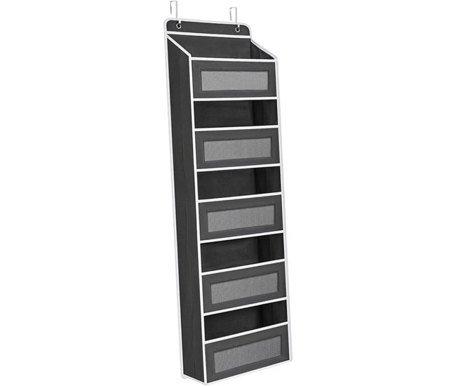 Organizator Suspendat pentru Usi, Flippy, din Nailon si Plasa, Baza de Carton Ingrosat, 5 Buzunare Principale + 5 Buzunare Laterale, 146 x 40 x 17 cm, 2 Carlige Incluse, Negru Organizator Suspendat pentru Usi, Flippy, din Nailon si Plasa, Baza de Carton Ingrosat, 5 Buzunare Principale + 5 Buzunare Laterale, 146 x 40 x 17 cm, 2 Carlige Incluse, Negru