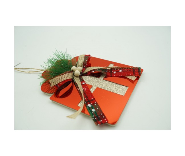 Ornament brad, Flippy, Cadou, Rosu, Lucios, 15*15CM, Acril, Interior/ Exterior