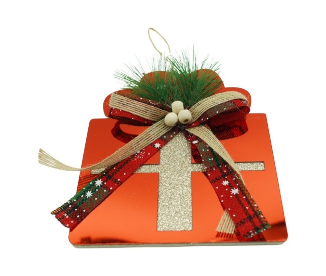 Ornament brad, Flippy, Cadou, Rosu, Lucios, 15*15CM, Acril, Interior/ Exterior