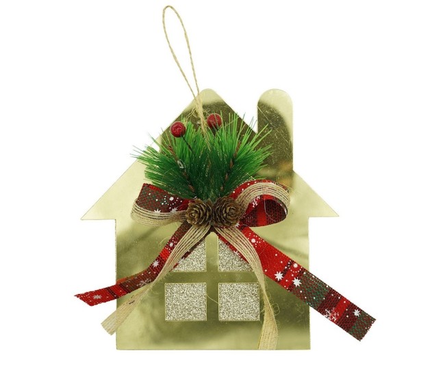 Ornament brad, Flippy, Casa, Auriu, Lucios, 16*17CM, Acril, Interior/ Exterior Ornament brad, Flippy, Casa, Auriu, Lucios, 16*17CM, Acril, Interior/ Exterior