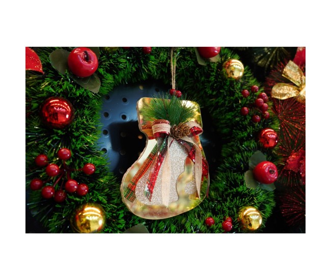 Ornament brad, Flippy, Ciorap, Auriu, Lucios, 17*17CM, Acril, Interior/ Exterior Ornament brad, Flippy, Ciorap, Auriu, Lucios, 17*17CM, Acril, Interior/ Exterior