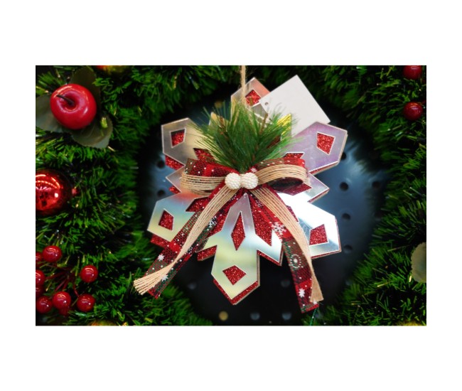 Ornament brad, Flippy, Fulg de nea, Argintiu, Lucios, 14*15CM, Acril, Interior/ Exterior