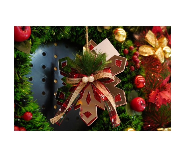 Ornament brad, Flippy, Fulg de nea, Argintiu, Lucios, 14*15CM, Acril, Interior/ Exterior