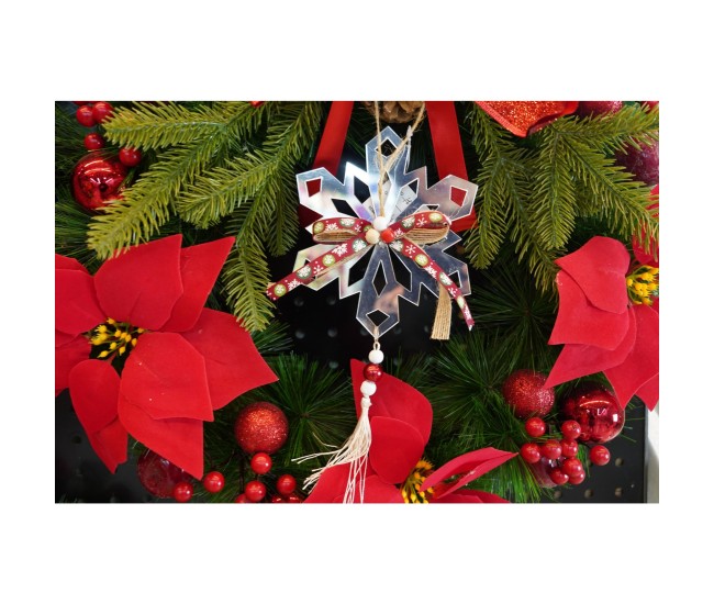 Ornament brad, Flippy, Fulg de nea, Argintiu, Lucios, 14*26CM, Acril, Interior/ Exterior