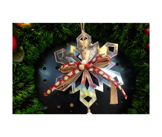 Ornament brad, Flippy, Fulg de nea, Argintiu, Lucios, 14*26CM, Acril, Interior/ Exterior