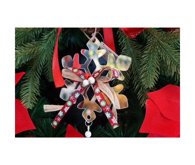 Ornament brad, Flippy, Fulg de nea, Argintiu, Lucios, 14*26CM, Acril, Interior/ Exterior