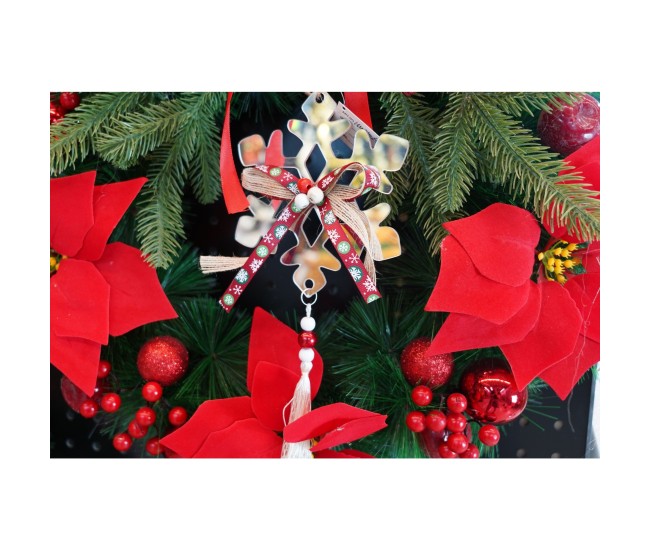 Ornament brad, Flippy, Fulg de nea, Argintiu, Lucios, 14*26CM, Acril, Interior/ Exterior