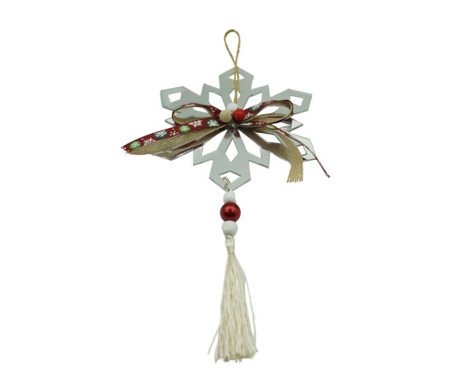 Ornament brad, Flippy, Fulg de nea, Argintiu, Lucios, 14*26CM, Acril, Interior/ Exterior