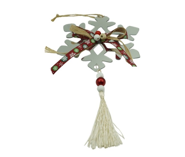 Ornament brad, Flippy, Fulg de nea, Argintiu, Lucios, 14*26CM, Acril, Interior/ Exterior