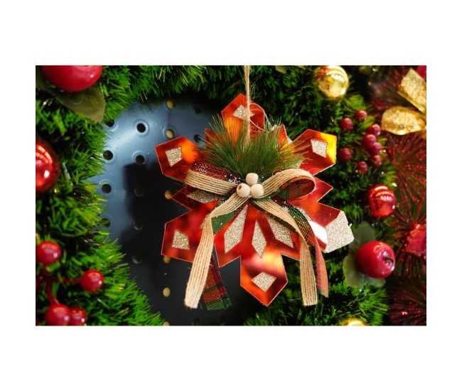 Ornament brad, Flippy, Fulg de nea, Rosu, Lucios, 15*15CM, Acril, Interior/ Exterior Ornament brad, Flippy, Fulg de nea, Rosu, Lucios, 15*15CM, Acril, Interior/ Exterior