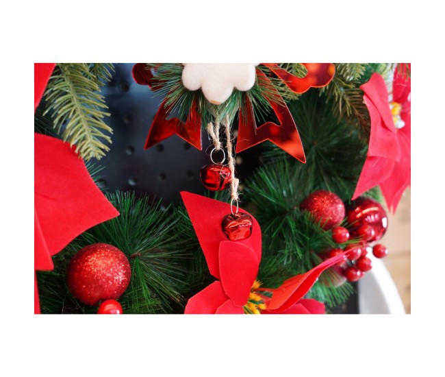 Ornament brad, Flippy, Funda cu clopotei, Rosu, Lucios, 15*20CM, Acril, Interior/ Exterior