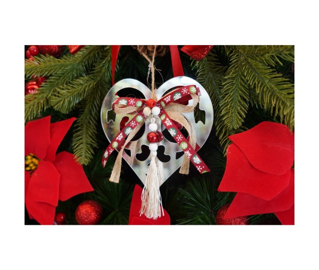 Ornament brad, Flippy, Inima, Argintiu, Lucios, 14*26CM, Acril, Interior/ Exterior