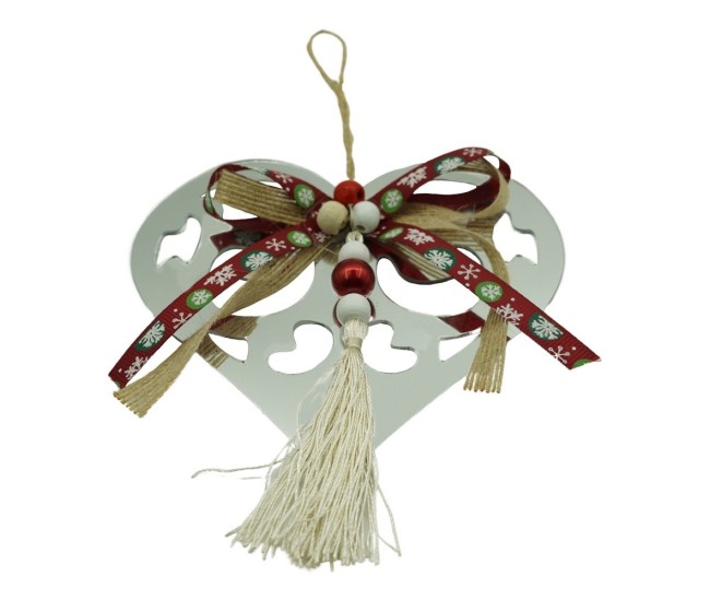 Ornament brad, Flippy, Inima, Argintiu, Lucios, 14*26CM, Acril, Interior/ Exterior