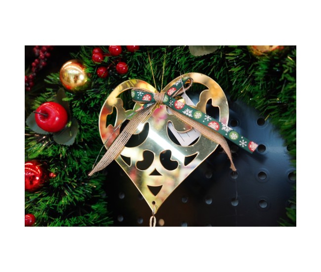 Ornament brad, Flippy, Inima, Auriu, Lucios, 15*26CM, Acril, Interior/ Exterior