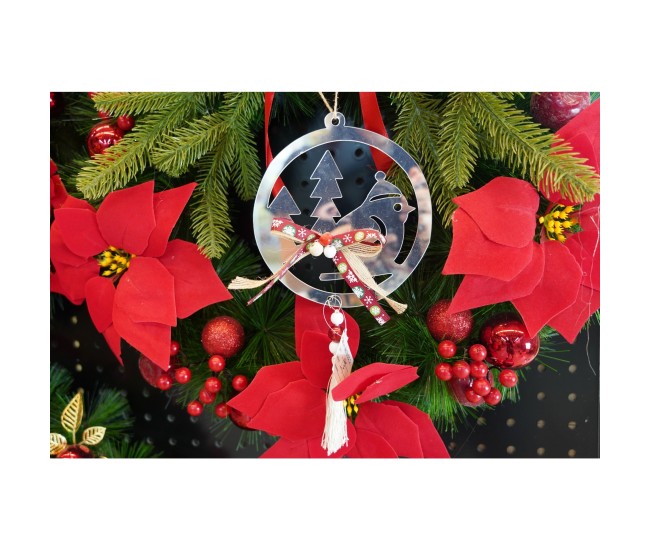 Ornament brad, Flippy, Pasare, Argintiu, Lucios, 14*26CM, Acril, Interior/ Exterior