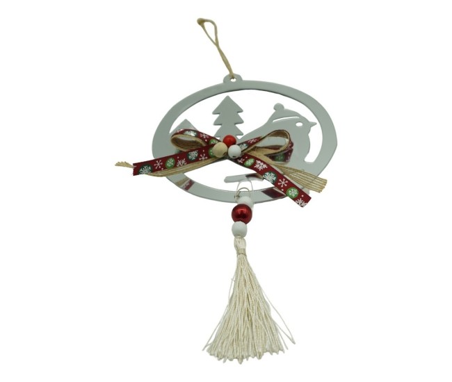 Ornament brad, Flippy, Pasare, Argintiu, Lucios, 14*26CM, Acril, Interior/ Exterior