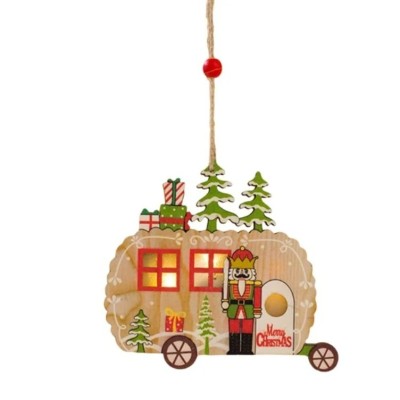 Ornament de Brad, Flippy, cu Lumini LED, din Lemn, Figurina Spargatorul de Nuci, Model Masina, Multicolor Ornament de Brad, Flippy, cu Lumini LED, din Lemn, Figurina Spargatorul de Nuci, Model Masina, Multicolor