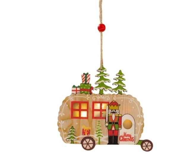 Ornament de Brad, Flippy, cu Lumini LED, din Lemn, Figurina Spargatorul de Nuci, Model Masina, Multicolor Ornament de Brad, Flippy, cu Lumini LED, din Lemn, Figurina Spargatorul de Nuci, Model Masina, Multicolor