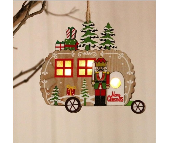 Ornament de Brad, Flippy, cu Lumini LED, din Lemn, Figurina Spargatorul de Nuci, Model Masina, Multicolor Ornament de Brad, Flippy, cu Lumini LED, din Lemn, Figurina Spargatorul de Nuci, Model Masina, Multicolor