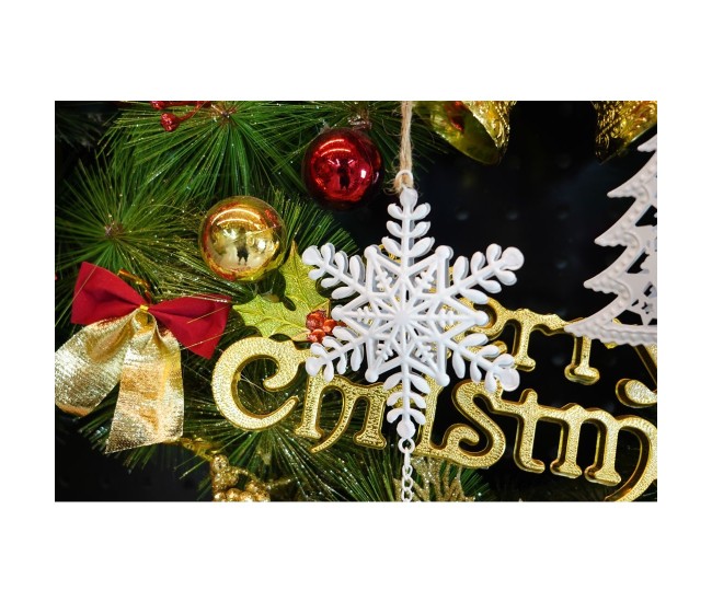 Ornament de brad fulg de nea, Flippy, alb, metal, 20 cm