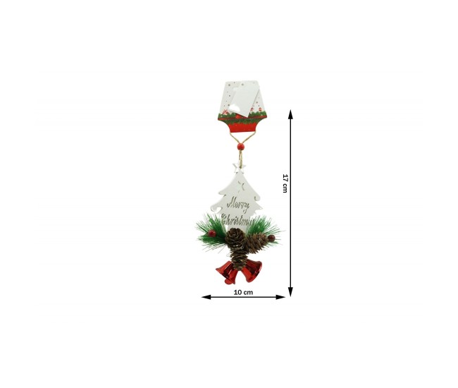 Ornament de brad pom de craciun, Flippy, alb, lemn, 17 cm Ornament de brad pom de craciun, Flippy, alb, lemn, 17 cm