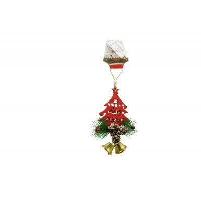 Ornament de brad pom de craciun, Flippy, rosu, lemn, 17 cm Ornament de brad pom de craciun, Flippy, rosu, lemn, 17 cm
