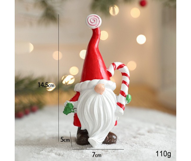 Ornament de Craciun din Rasina pentru Decor, Flippy, Model Spiridus, Decoratiune de Birou pentru Craciun, 14.5 x 7 x 5 cm, Rosu Alb