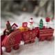 Ornament Decoratiune de Craciun Tren Pictat, Flippy, Tip Ornament Jucarie de Decor pentru Craciun, din Lemn 20 cm, Tren Figurina de Craciun, Rosu