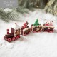 Ornament Decoratiune de Craciun Tren Pictat, Flippy, Tip Ornament Jucarie de Decor pentru Craciun, din Lemn 20 cm, Tren Figurina de Craciun, Maro inchis