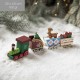Ornament Decoratiune de Craciun Tren Pictat, Flippy, Tip Ornament Jucarie de Decor pentru Craciun, din Lemn 20 cm, Tren Figurina de Craciun, Multicolor