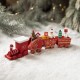 Ornament Decoratiune de Craciun Tren Pictat, Flippy, Tip Ornament Jucarie de Decor pentru Craciun, din Lemn 20 cm, Tren Figurina de Craciun, Rosu
