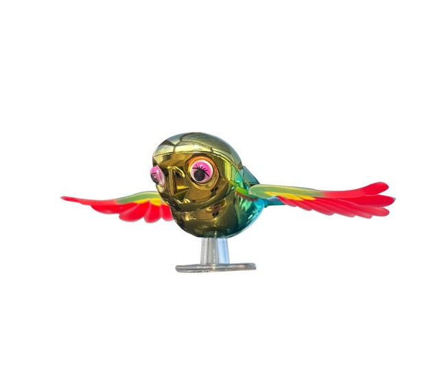 Ornament Decorativ Auto, Flippy, Model Pasare Zburatoare pentru Moto/Auto, din plastic Rezistent, 14.5 x 8 x 5 cm, Verde/Multicolor