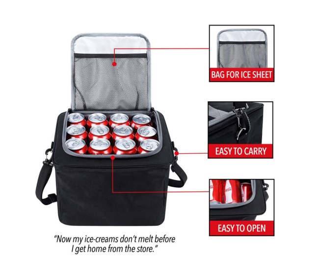 Organizator Auto pentru Portbagaj, Flippy, Model Pliabil, din Panza, cu Geanta Termoizolanta Detasabila, 3 Compartimente, Curele Ajustabile, 90 x 35 x 30 cm, Negru