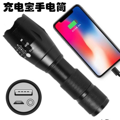 Lanterna Power Bank, Flippy, cu rază lungă de acțiune, super Luminoasa, T6 telescopic, zoom multi-funcție, Neagra